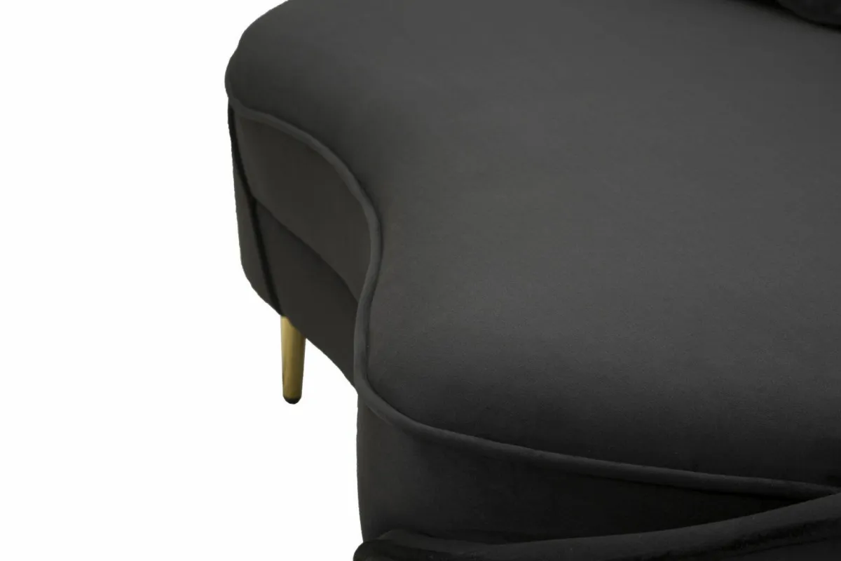 Divani Fissi 3 Posti > Dmora Sofà in legno e metallo rivestito in tessuto nero e oro 185x84x68h cm - Verte Oro, Nero