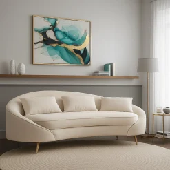 Sofà moderno crema e oro 185x84x68h cm - Verte