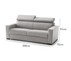 Sofà sfoderabile grigio 160x95x85h cm - Aggius