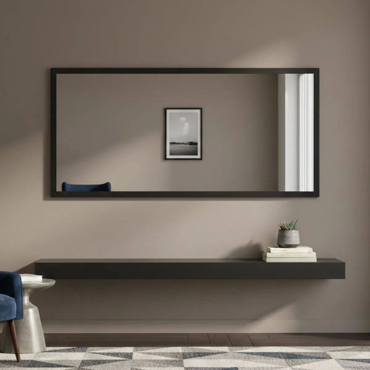 Specchi > Dmora Specchio antracite lucido 120x60h cm - Adelchi Nero Antracite lucido