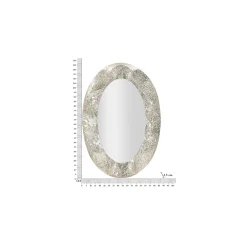Specchio Argento Trasparente Cornice Effetto Materico Forma Ovale 88x128h cm, Tipologia a Parete - Daga