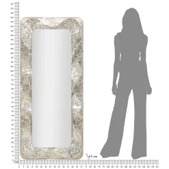 Specchio Argento Trasparente Cornice Effetto Materico Forma Rettangolare 70x161h cm, Tipologia a Parete - Dagalito