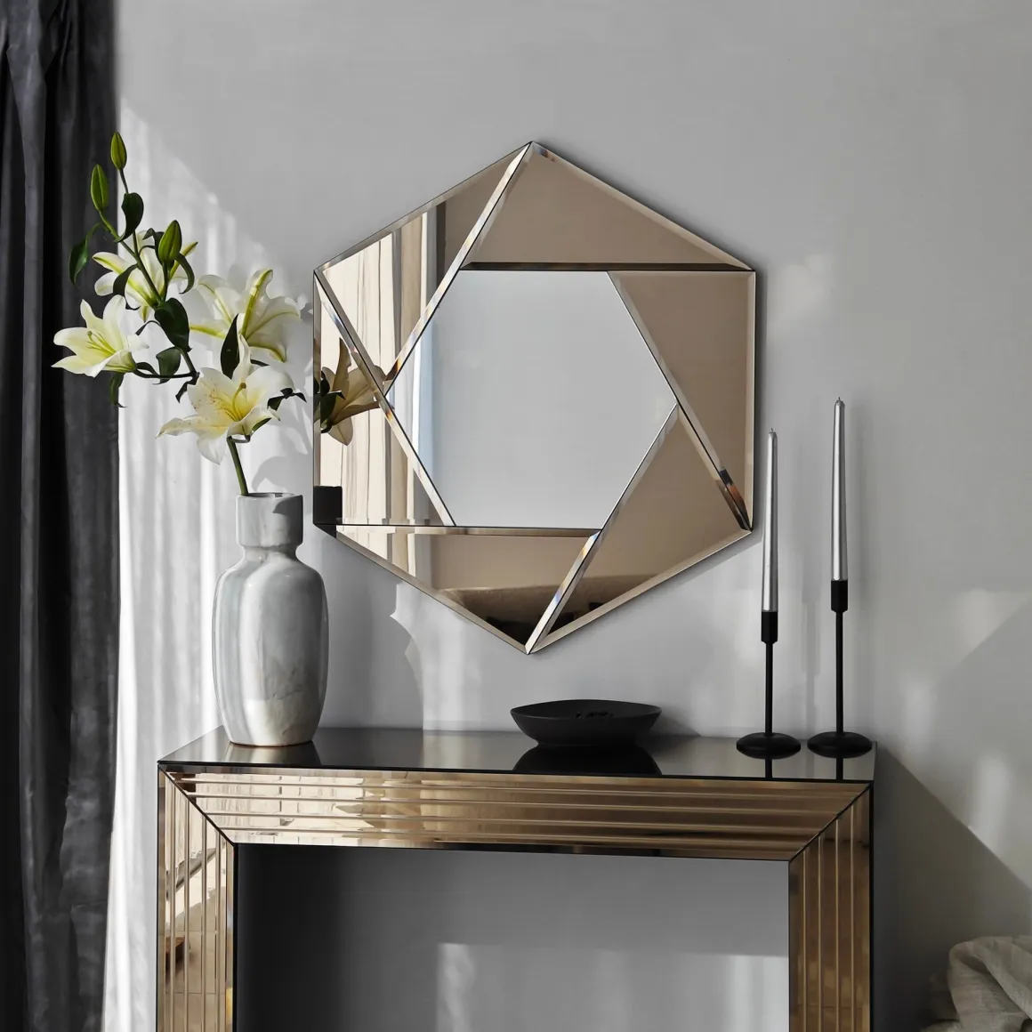 Specchi > Dmora Specchio Argento Trasparente Modulabile set da 2 40x40h cm, Forma Rettangolare - Ortovero Trasparente, Argento
