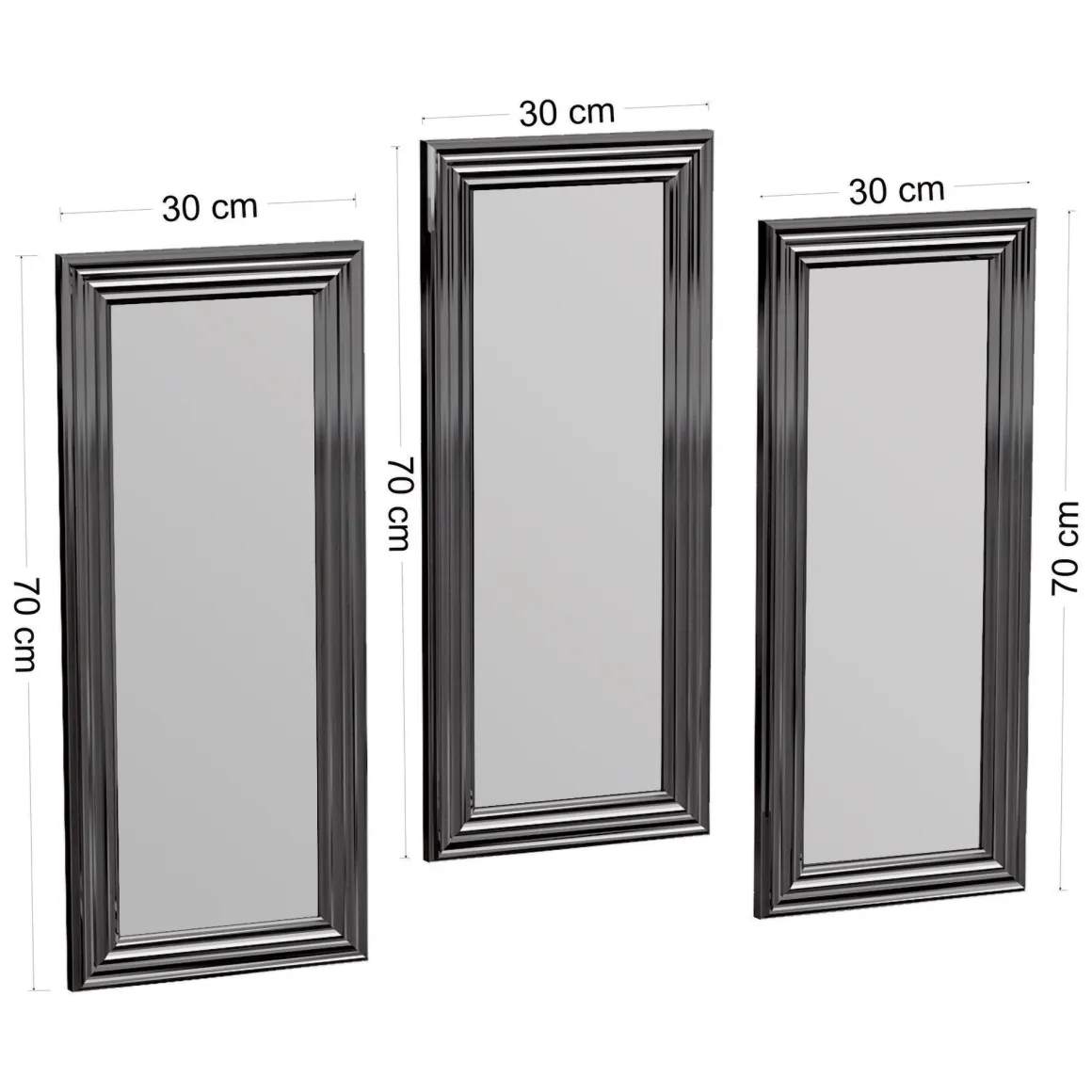 Specchi > Dmora Specchio Argento Trasparente Modulabile set da 3 40x40h cm, Forma Rettangolare - Ortona Trasparente, Argento