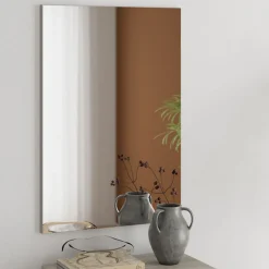 Specchi > Dmora Specchio kit Fissaggio a Muro Incluso Forma Rettangolare 76.5x76.5h cm - Rizzardi Beige