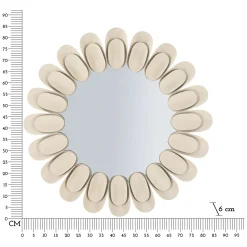 Specchio Beige Trasparente Cornice Effetto Pietra Forma Rotondo 85x6h cm, Tipologia a Parete - Dagatiza