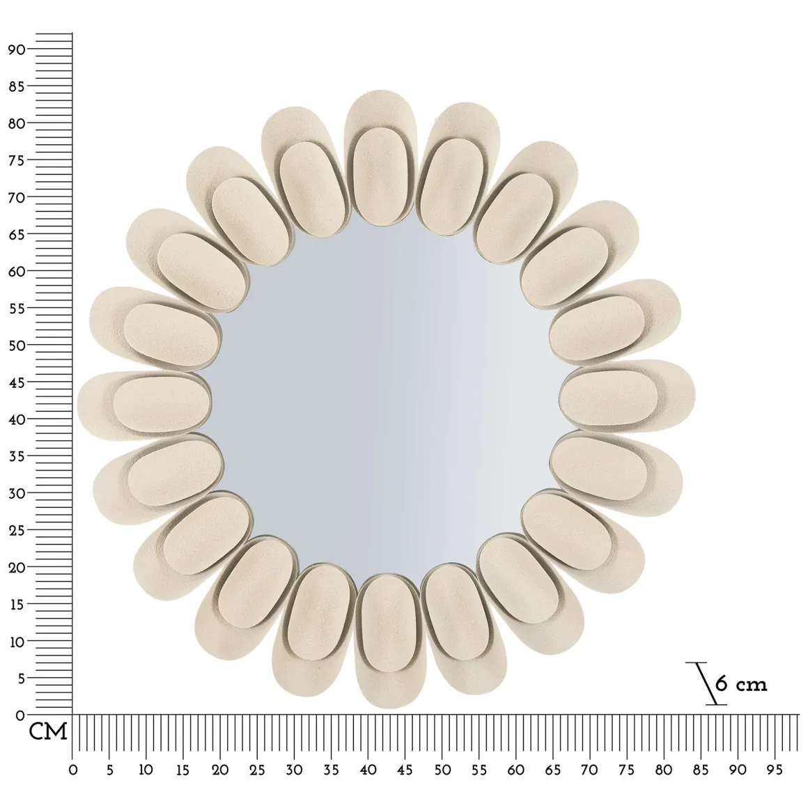 Specchio Beige Trasparente Cornice Effetto Pietra Forma Rotondo 85x6h cm, Tipologia a Parete - Dagatiza