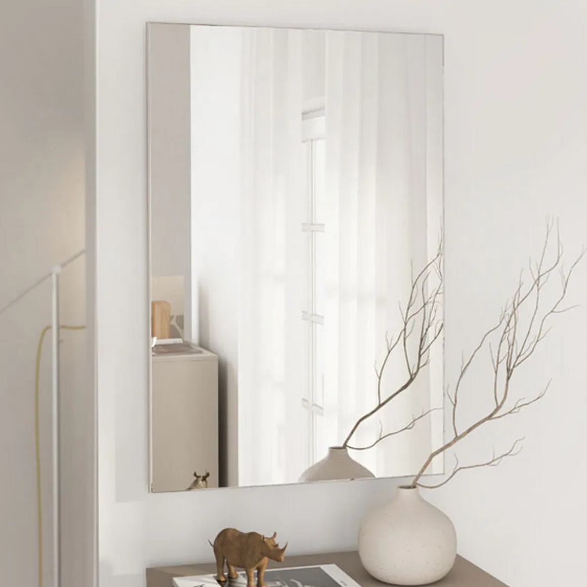 Specchi > Dmora Specchio kit Fissaggio a Muro Incluso Forma Rettangolare 76.5x76.5h cm - Rizzardi Bianco