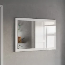 Specchio Bianco Lucido Forma Rettangolare Tipologia da Appendere 110x68h cm, Materiale Struttura in Vetro - Creazzo