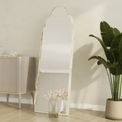 Specchio Bianco Marmo Trasparente Forma Rettangolare Tipologia a Terra 50x160h cm, Colore Struttura Trasparente - Vitta