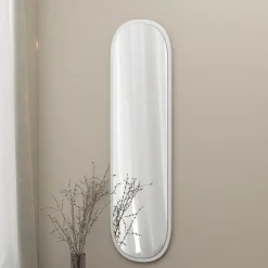 Specchi > Dmora Specchio Bianco Trasparente Forma Ovale Tipologia a Parete 85x67h cm, Colore Struttura Trasparente - Valbrona Trasparente, Bianco