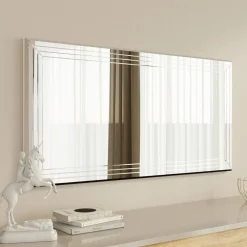 Specchi > Dmora Specchio Bianco Trasparente Forma Rettangolare Tipologia a Terra 40x105h cm, Colore Struttura Trasparente - Carimate Trasparente, Bianco