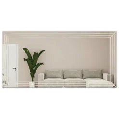 Specchi > Dmora Specchio Bianco Trasparente Forma Rettangolare Tipologia a Terra 40x105h cm, Colore Struttura Trasparente - Carimate Trasparente, Bianco