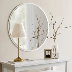 Specchio Bianco Trasparente Forma Rotondo Tipologia a Parete 60x60h cm, Colore Struttura Trasparente - Rosciano