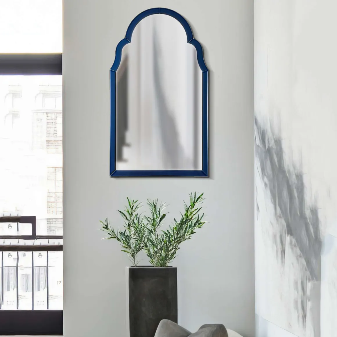 Specchio blu Trasparente Cornice Sagomata Forma Rettangolare 47x80h cm, Tipologia a Parete - Mostarr
