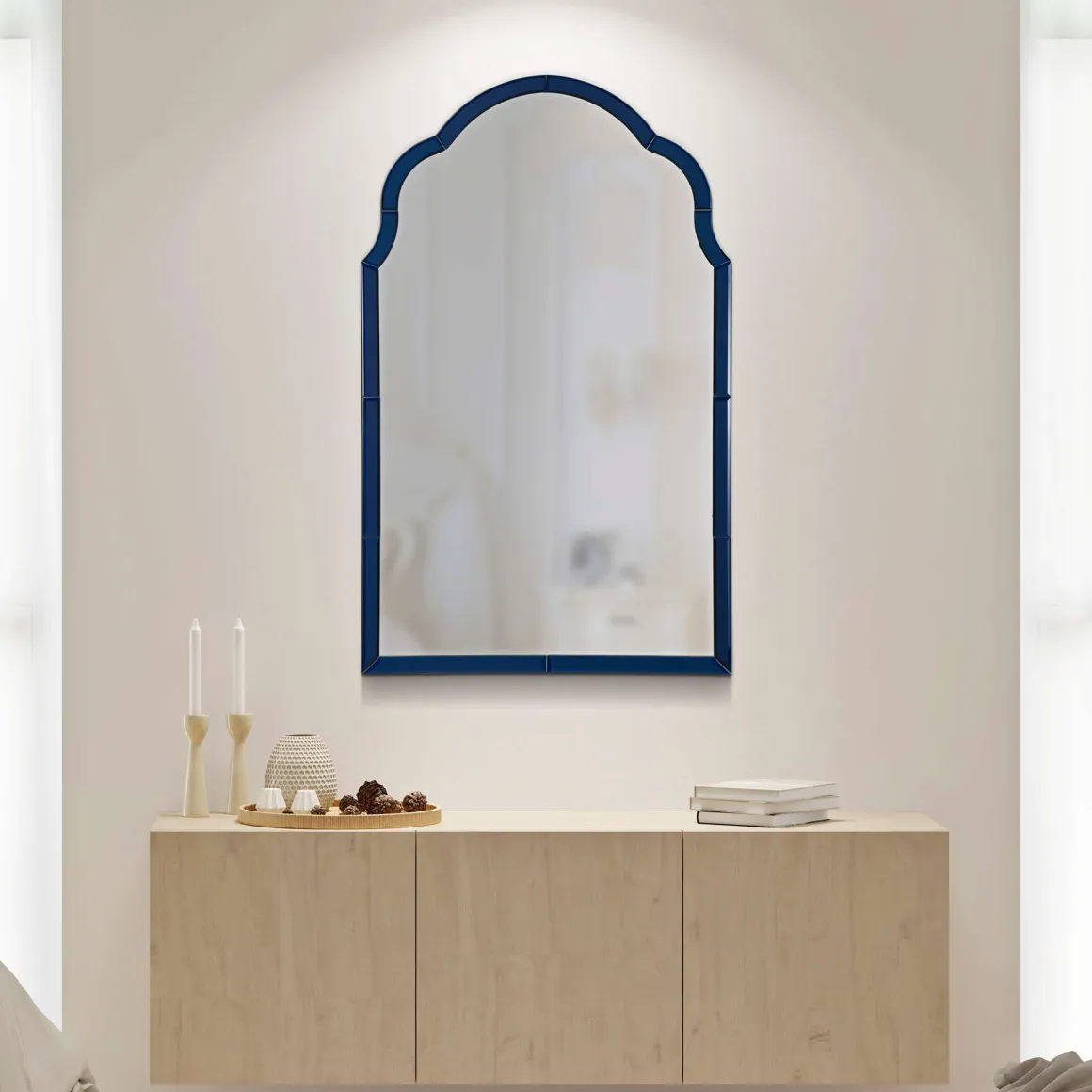 Specchio blu Trasparente Cornice Sagomata Forma Rettangolare 62x100h cm, Tipologia a Parete - Gameba