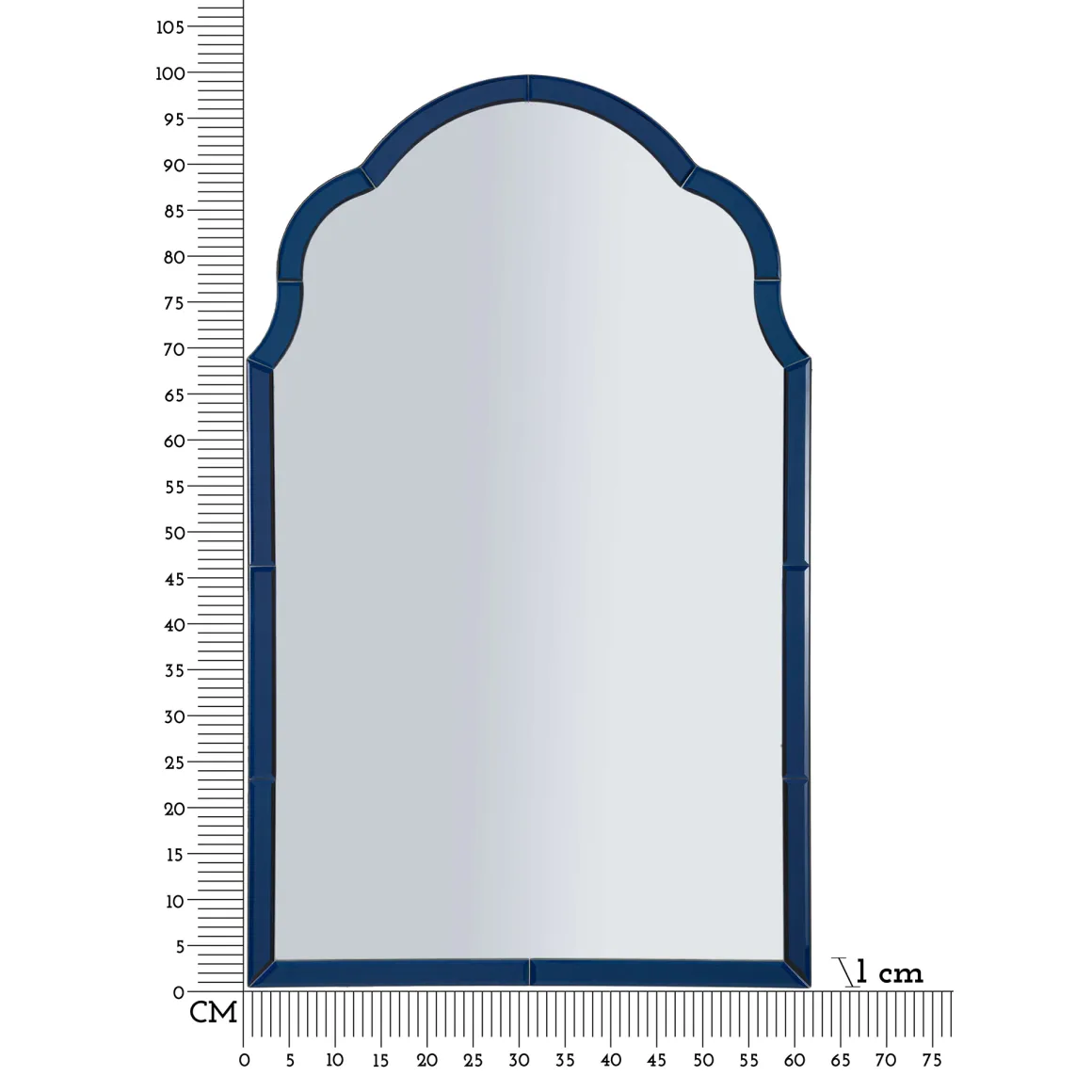 Specchio blu Trasparente Cornice Sagomata Forma Rettangolare 62x100h cm, Tipologia a Parete - Gameba