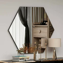 Specchio esagonale nero 70x60h cm - Kongrey
