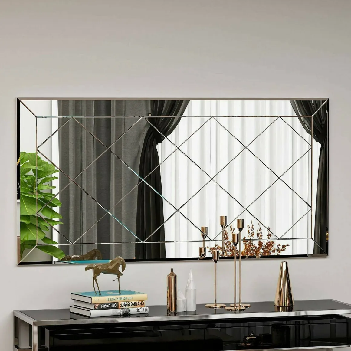 Specchio geometrico bianco 60x120h cm - Nimfa
