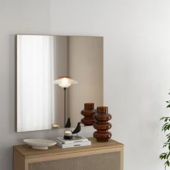 Specchi > Dmora Specchio kit Fissaggio a Muro Incluso Forma Quadrato 80x80h cm - Padula Marrone
