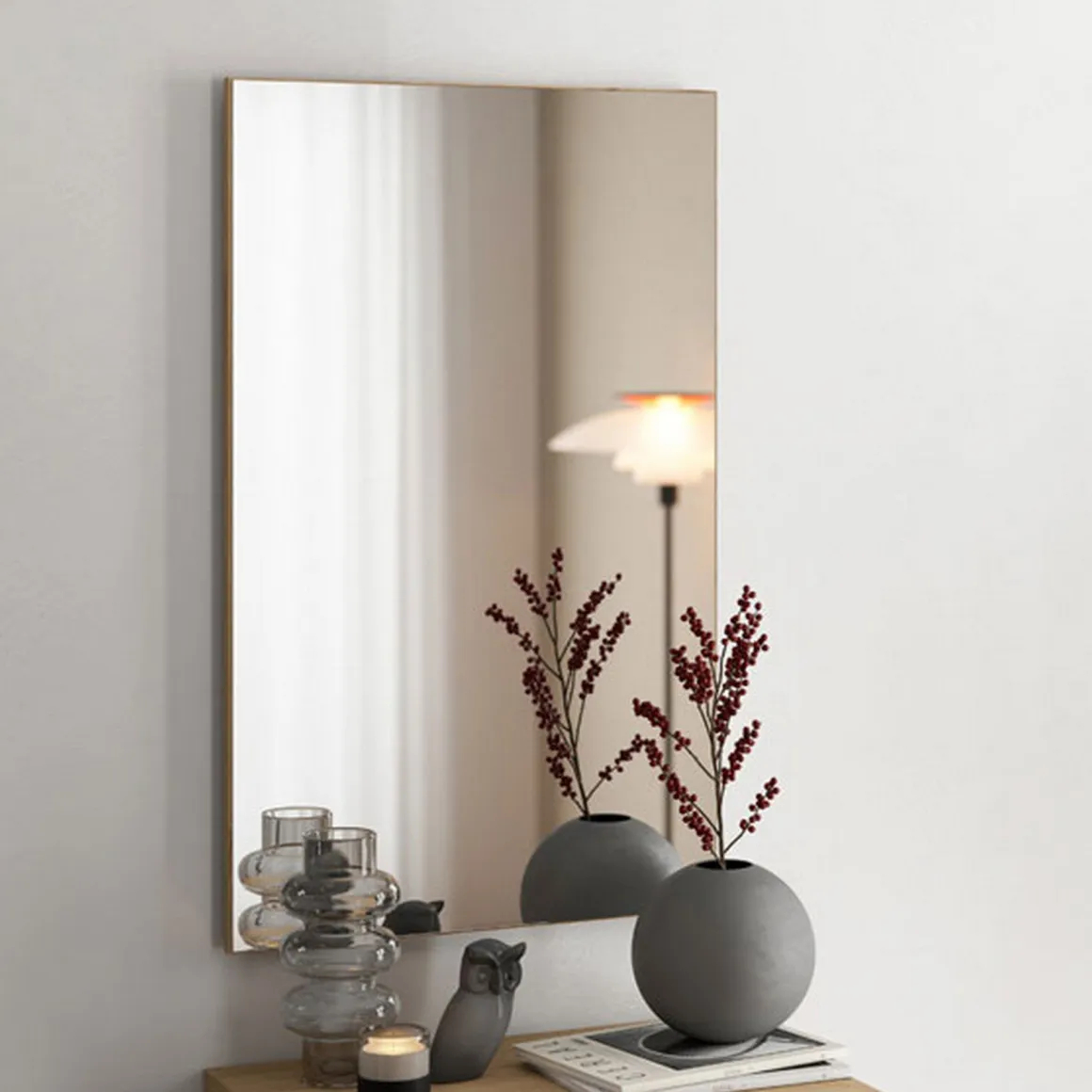 Specchio Marrone kit Fissaggio a Muro Incluso Forma Rettangolare 51x83h cm - Merate