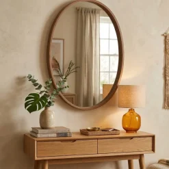 Specchi > Dmora Specchio Marrone Noce Trasparente Forma Ovale Tipologia a Parete 55x38h cm, Colore Struttura Trasparente - Forenza Trasparente, Marrone Noce