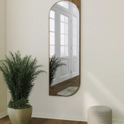 Specchi > Dmora Specchio Marrone Noce Trasparente Forma Rettangolare Tipologia a Terra 40x105h cm, Colore Struttura Trasparente - Carimate Trasparente, Marrone Noce