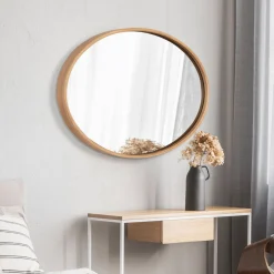 Specchi > Dmora Specchio Marrone Rovere Trasparente Forma Ovale Tipologia a Parete 45x70h cm, Colore Struttura Trasparente - Carcina Trasparente, Marrone Rovere