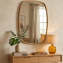 Specchi > Dmora Specchio Marrone Rovere Trasparente Forma Rettangolare Tipologia a Parete 50x110h cm, Colore Struttura Trasparente - Buscate Trasparente, Marrone Rovere