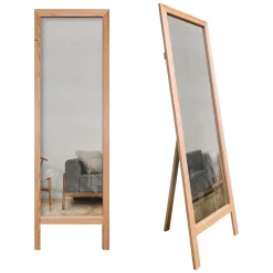 Specchio Marrone Rovere Trasparente Forma Rettangolare Tipologia a Terra 45x145h cm, Colore Struttura Trasparente - Crea