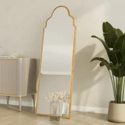 Specchio Marrone Rovere Trasparente Forma Rettangolare Tipologia a Terra 50x160h cm, Colore Struttura Trasparente - Vitta