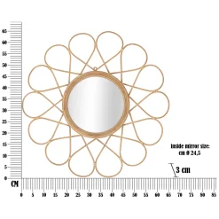 Specchio Marrone Trasparente Finiture in Rattan Forma Rotondo 66x66h cm, Tipologia a Parete - Bavasi