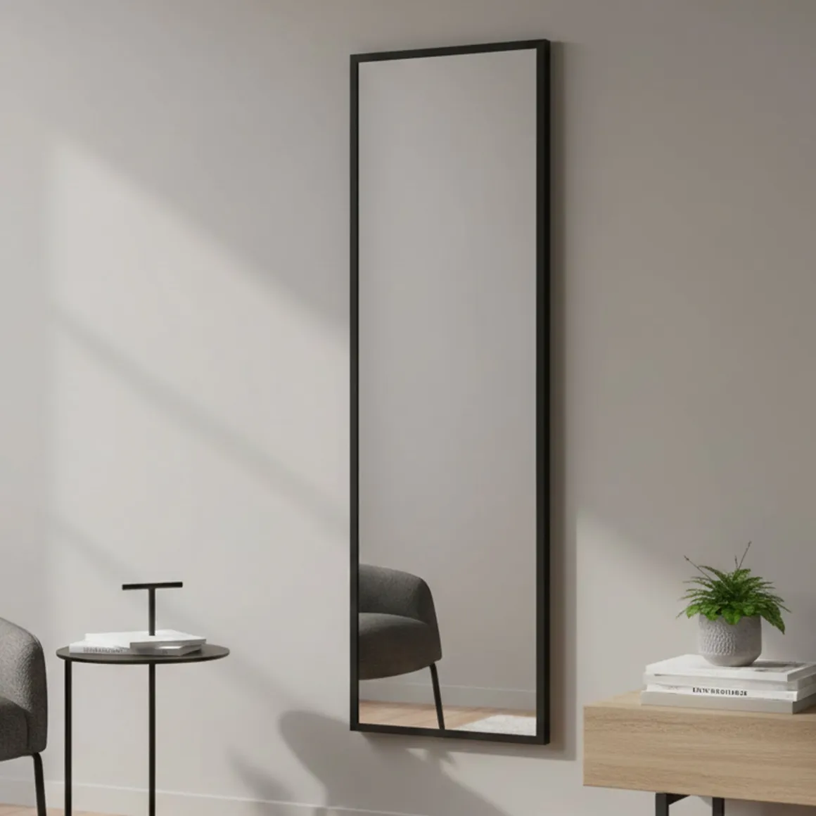 Specchio nero con cavalletto rettangolare 50x160h cm - Dragone