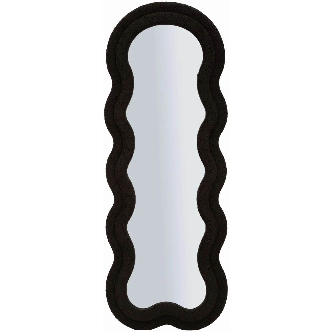 Specchio Nero Trasparente Cornice Ondulata Tessuto Teddy Forma Rettangolare 60x160h cm, Tipologia a Parete - Marylin