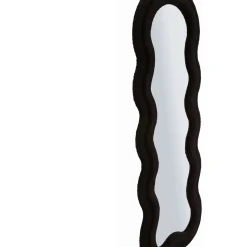 Specchio Nero Trasparente Cornice Ondulata Tessuto Teddy Forma Rettangolare 60x160h cm, Tipologia a Parete - Marylin