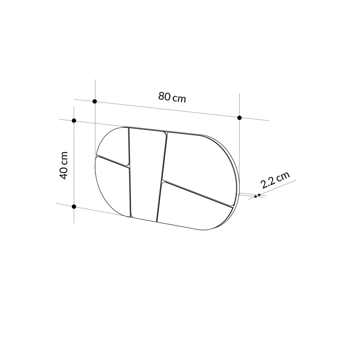 Specchio nero 80x40h cm - Stezzano