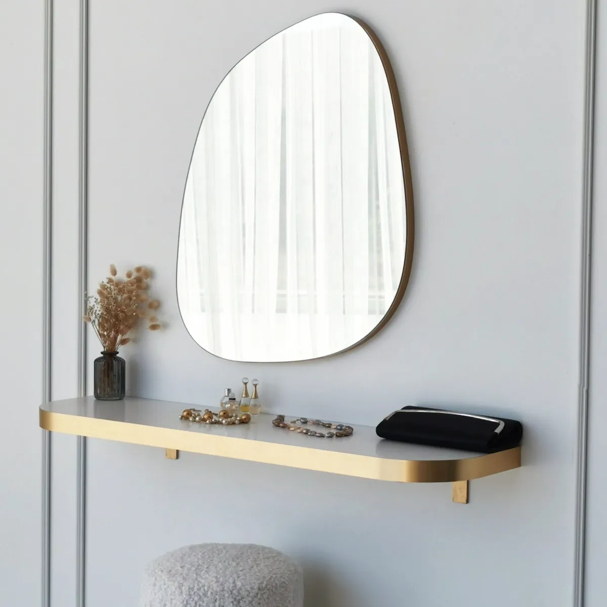 Specchi > Dmora Specchio Forma Irregolare Tipologia a Muro 58x75h cm, - Moscufo Oro