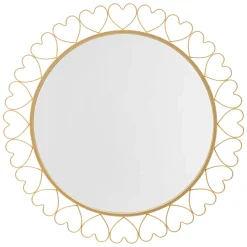 Specchio oro Trasparente Cornice con Cuori Forma Rotondo 80x80h cm, Tipologia a Parete - Fatatoza