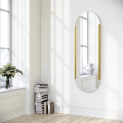 Specchio oro Trasparente Forma Ovale Tipologia a Parete 50x150h cm, Colore Struttura Trasparente - Rivara