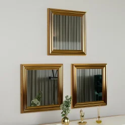 Specchi > Dmora Specchio oro Trasparente Modulabile set da 3 40x40h cm, Forma Rettangolare - Ferno Trasparente, Oro