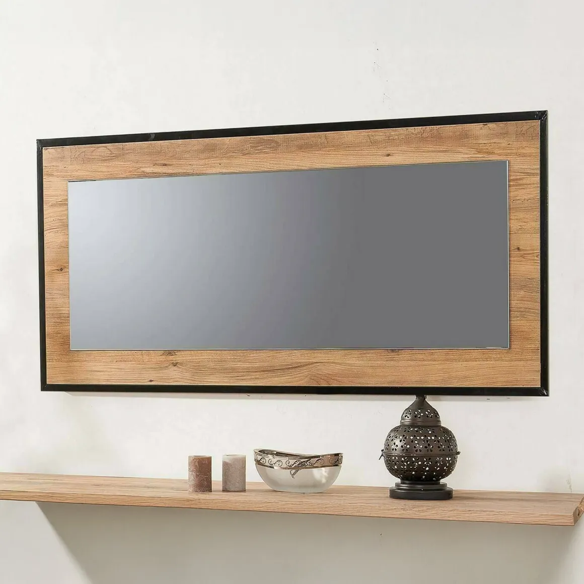 Specchi > Dmora Specchio quercia e nero 150x60h cm - Piaggine Nero, Marrone Quercia
