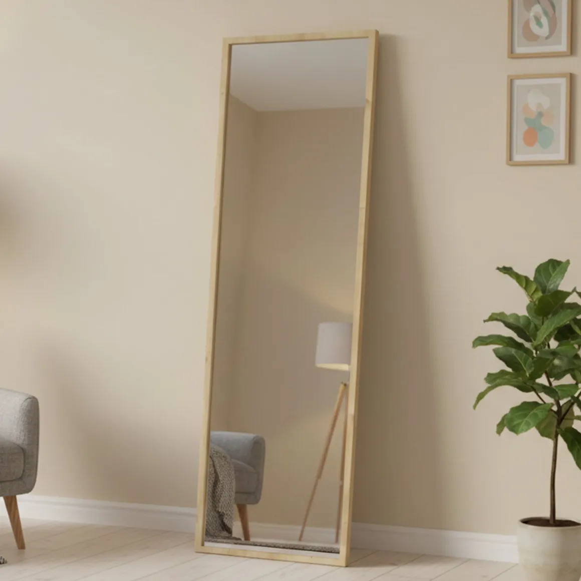 Specchio rettangolare con cavalletto rovere 50x160h cm - Dragone