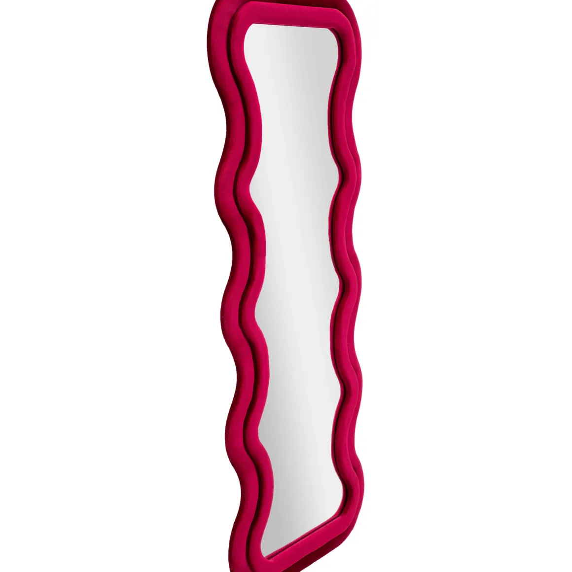 Specchio Rosa Trasparente Cornice Ondulata Effetto Velluto Forma Rettangolare 60x160h cm, Tipologia a Parete - Allen