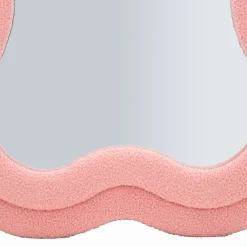 Specchio Rosa Trasparente Cornice Ondulata Tessuto Teddy Forma Rettangolare 60x160h cm, Tipologia a Parete - Marylin