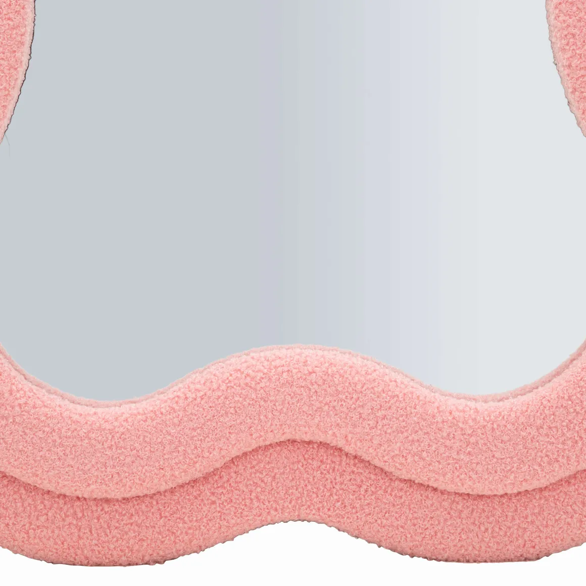 Specchio Rosa Trasparente Cornice Ondulata Tessuto Teddy Forma Rettangolare 60x160h cm, Tipologia a Parete - Marylin