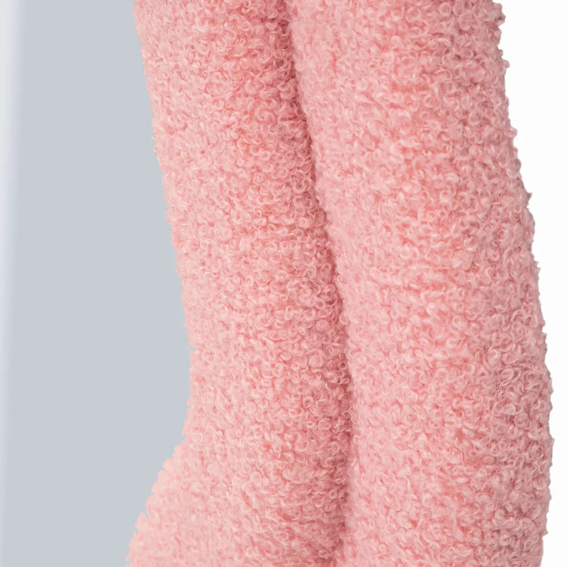 Specchio Rosa Trasparente Cornice Ondulata Tessuto Teddy Forma Rettangolare 60x160h cm, Tipologia a Parete - Marylin