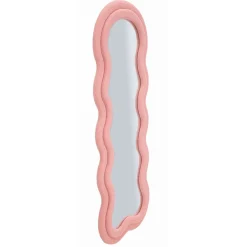 Specchio Rosa Trasparente Cornice Ondulata Tessuto Teddy Forma Rettangolare 60x160h cm, Tipologia a Parete - Marylin