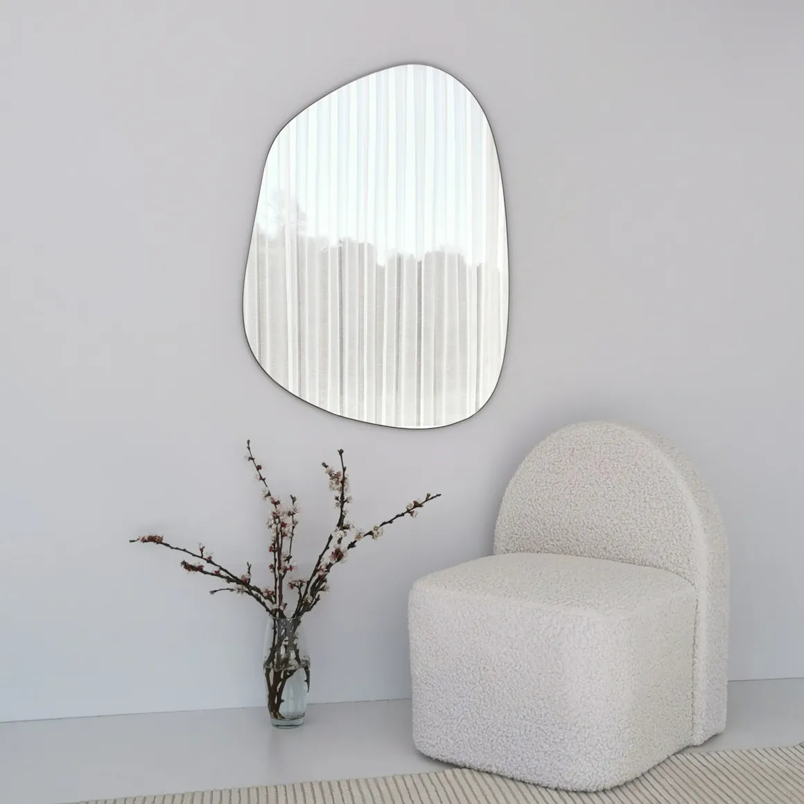 Specchio Trasparente Forma Irregolare Tipologia a Muro 90x70h cm, - Momo