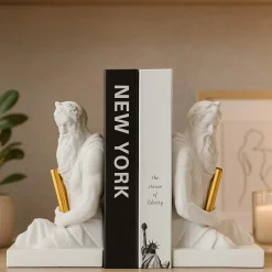 Oggettistica > Dmora Statua Bianco oro Statua Fermalibro Colore Struttura oro, - Faropa Oro, Bianco