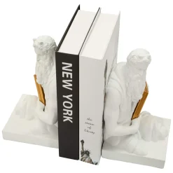 Oggettistica > Dmora Statua Bianco oro Statua Fermalibro Colore Struttura oro, - Faropa Oro, Bianco